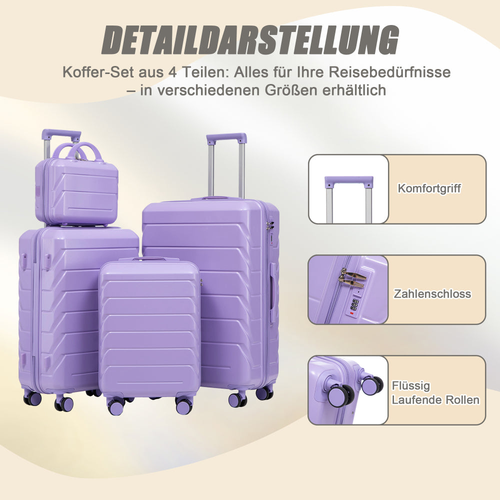 Set Valigie FAUMRTA 4 Pezzi - Trolley ABS Impermeabile con Beauty Case