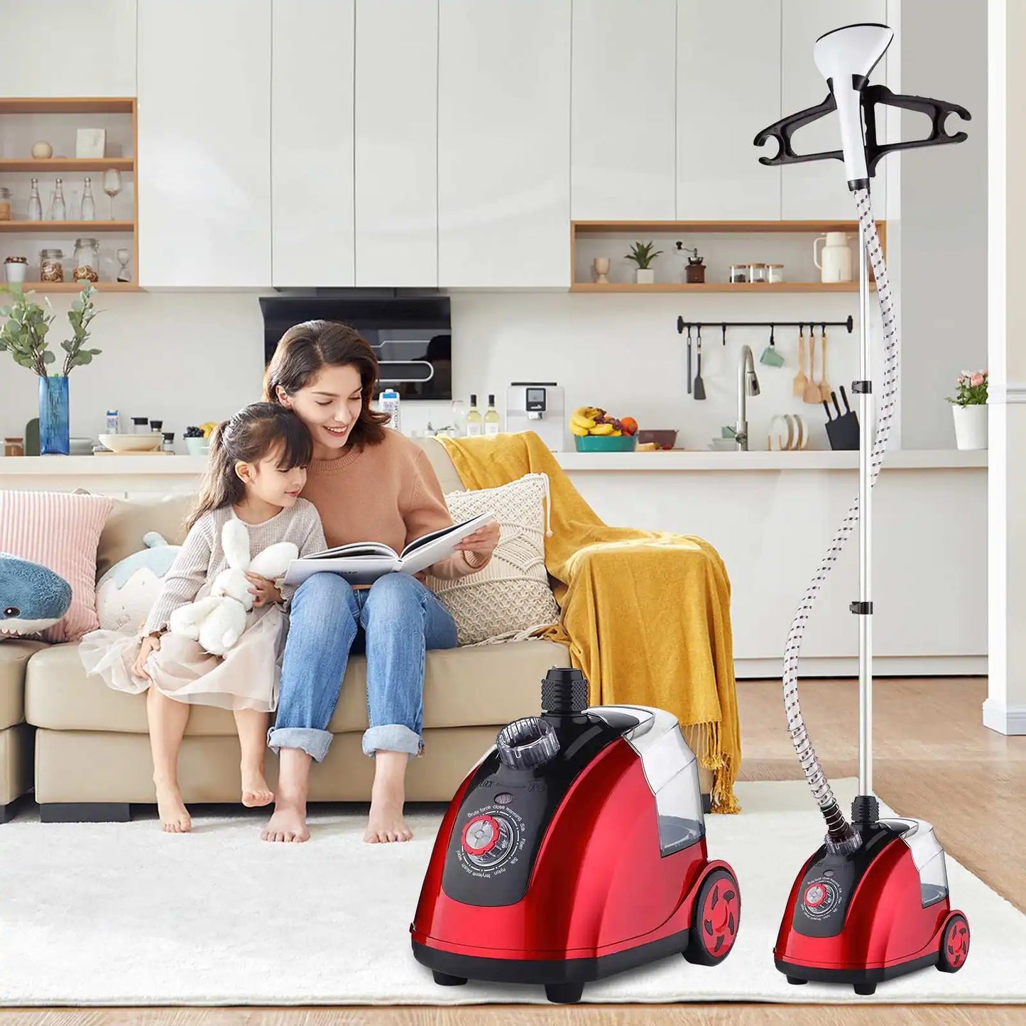 Ferro da stiro a vapore verticale Macchina da stiro a vapore per uso domestico Stiratura piatta verticale intelligente ad alta potenza con aumento di pressione