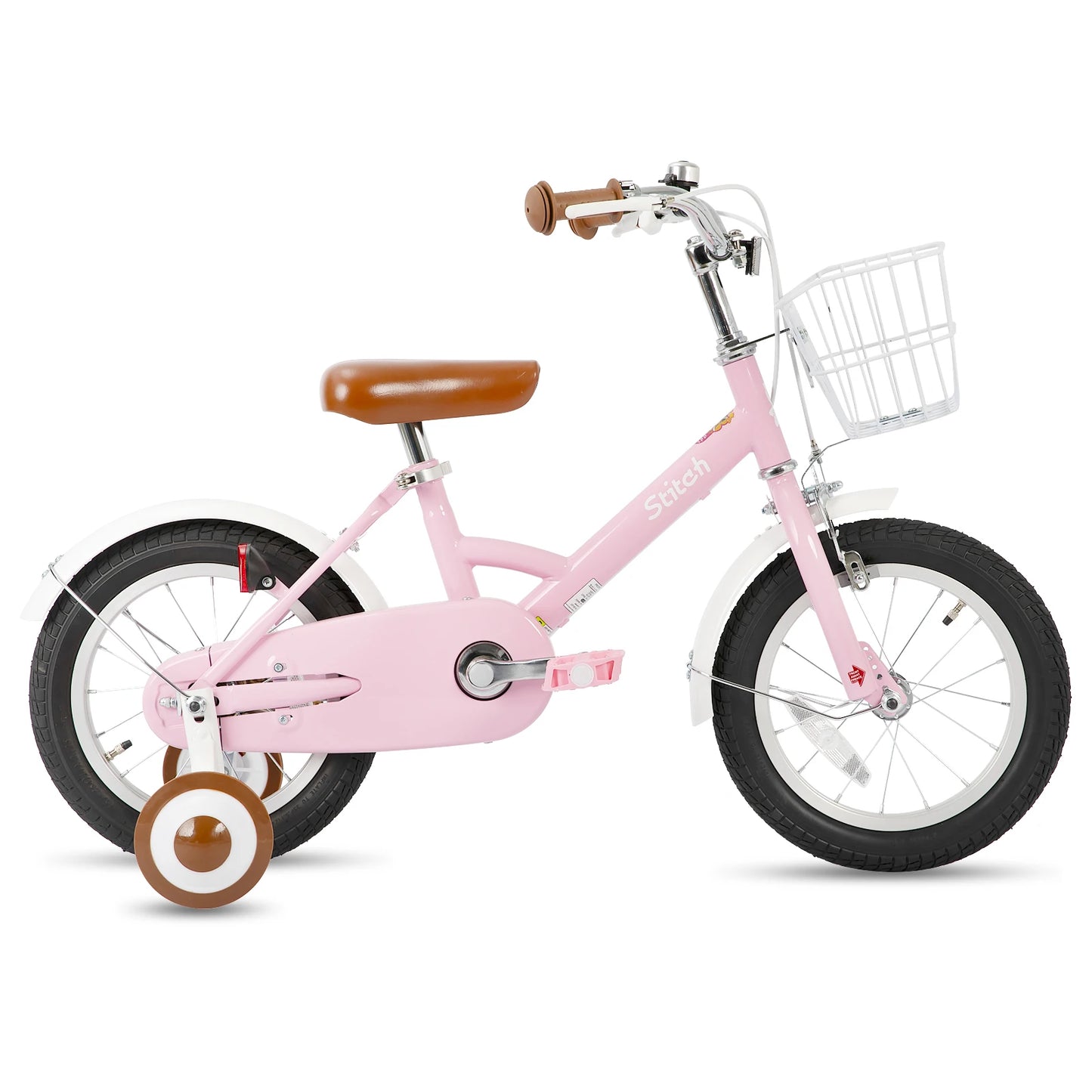 STITCH 12/16/18 Inch Children's Bike With Basket, Mudguards, Full Chain Case & Training Wheels, Kid's Gift