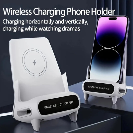 Caricabatterie wireless da tavolo con supporto per telefono altoparlante per iPhone 16-12 Pro Max Samsung S25 S24 Xiaomi stazione di ricarica intelligente