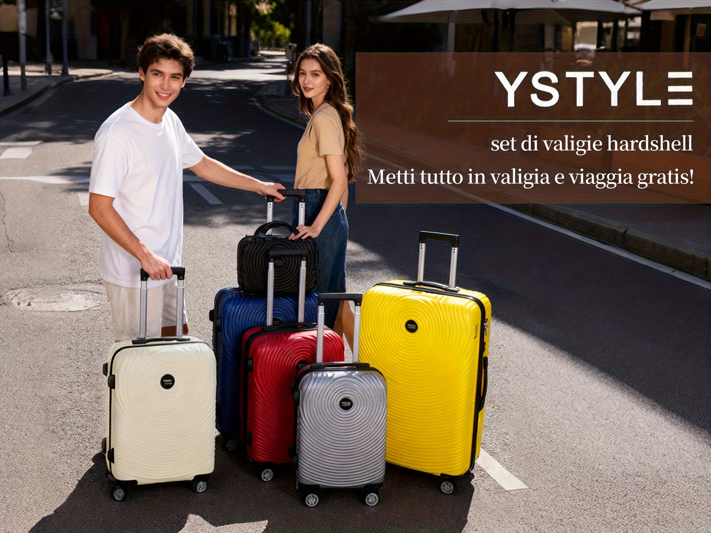 Set Valigie YSTYLE 3/5 Pezzi - Trolley ABS con Ruote Silenziose e Lucchetto TSA