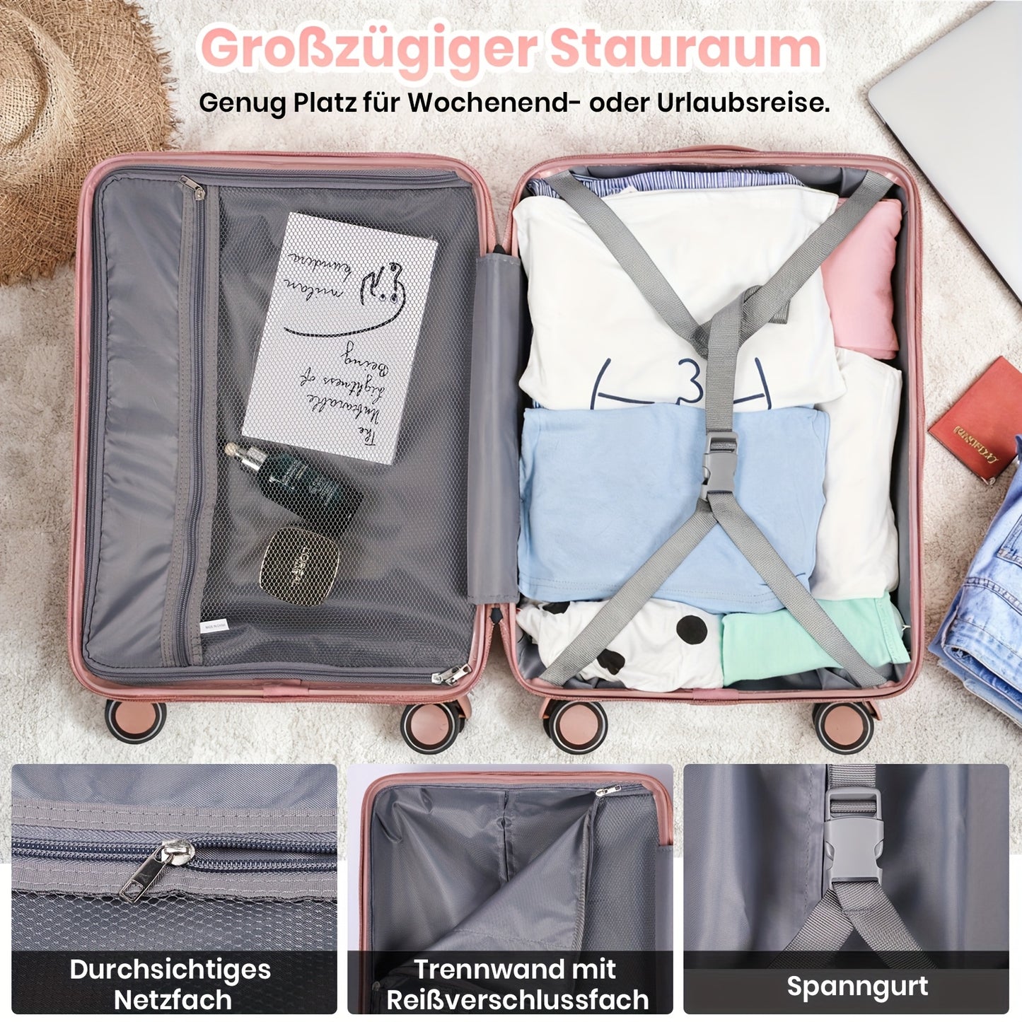 3-Piece Hardshell Luggage Set with TSA Lock - 20/24/28 Inch Travel Suitcase