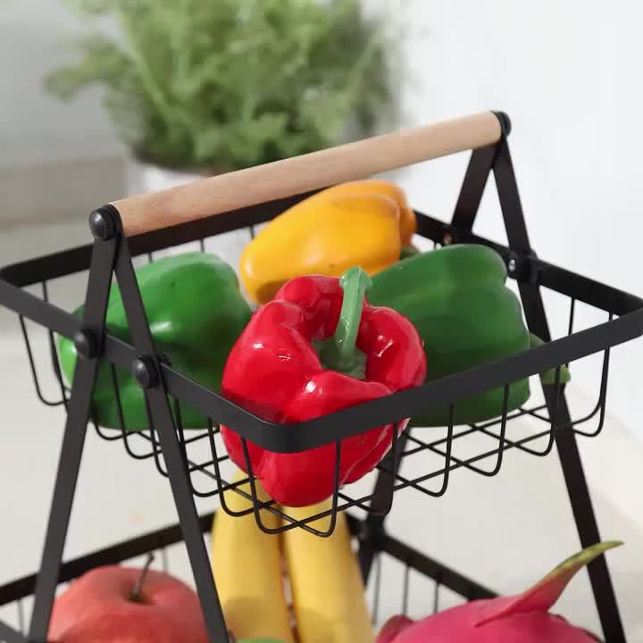 Cestino Portafrutta in Metallo 2/3 Ripiani - Organizer da Cucina Salvaspazio per Frutta, Verdura e Snack