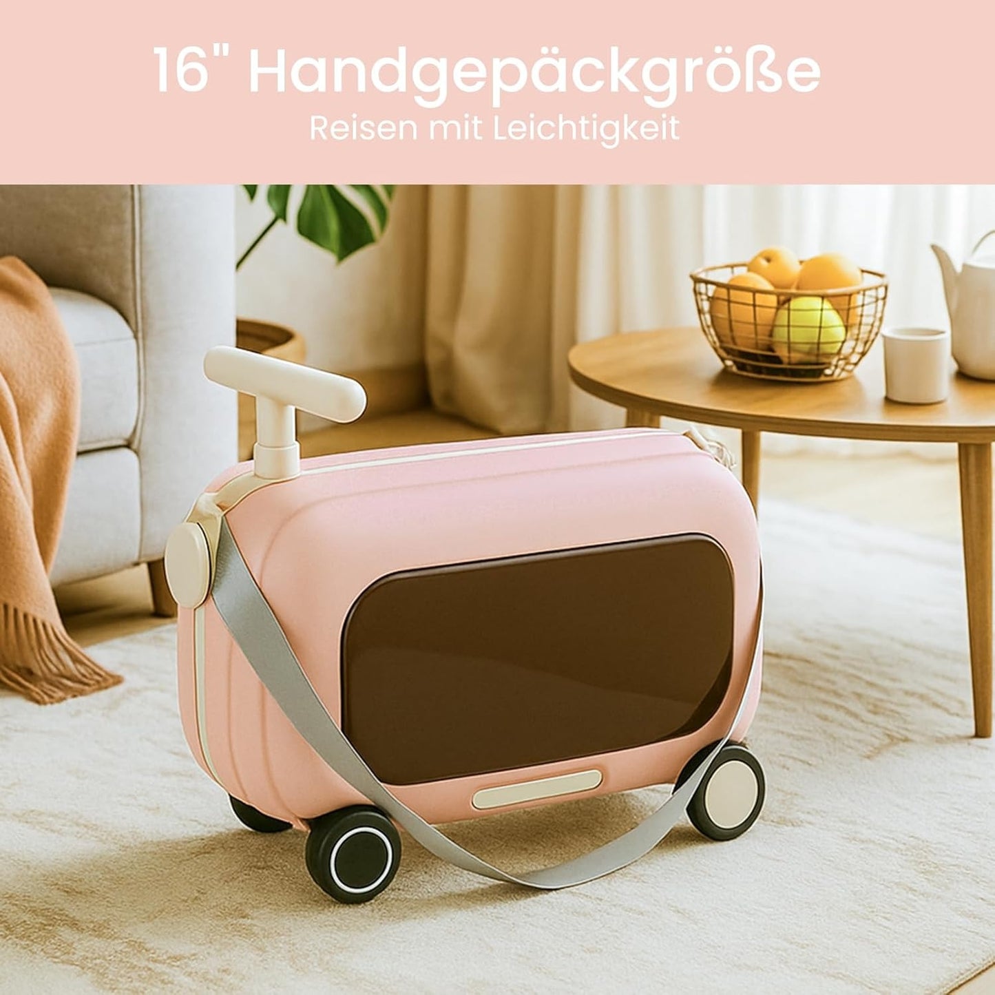 Trolley Bagaglio a Mano 16 Pollici Rigido con Ruote Girevoli - Valigia da Cabina