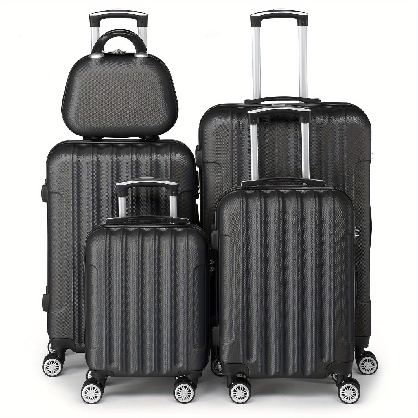 Set Valigie Rigide PP SUNROAD 5 Pezzi con Lucchetto TSA e Ruote Silenziose 360° | 12-28 Pollici