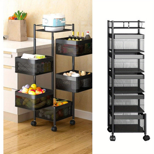 Carrello Portaoggetti Mobile 5 Ripiani in Acciaio al Carbonio - Scaffale Salvaspazio con Ruote per Cucina, Bagno, Soggiorno