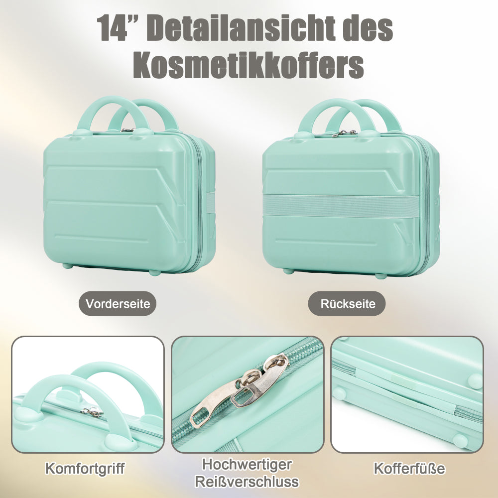 Set Valigie FAUMRTA 4 Pezzi - Trolley ABS Impermeabile con Beauty Case