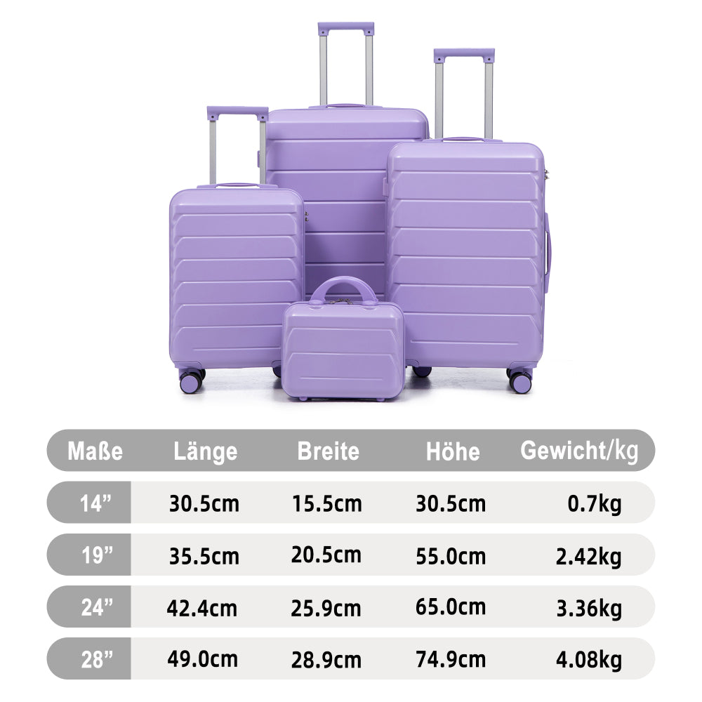 Set Valigie FAUMRTA 4 Pezzi - Trolley ABS Impermeabile con Beauty Case