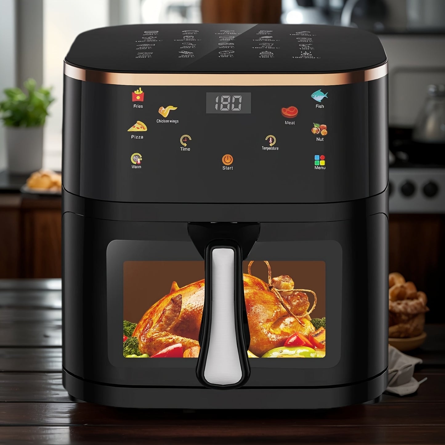 Friggitrice ad Aria Digitale 7-in-1 Kehot 10L con Finestra Visibile - 1400W, 90% Meno Olio, Timer 60 Min