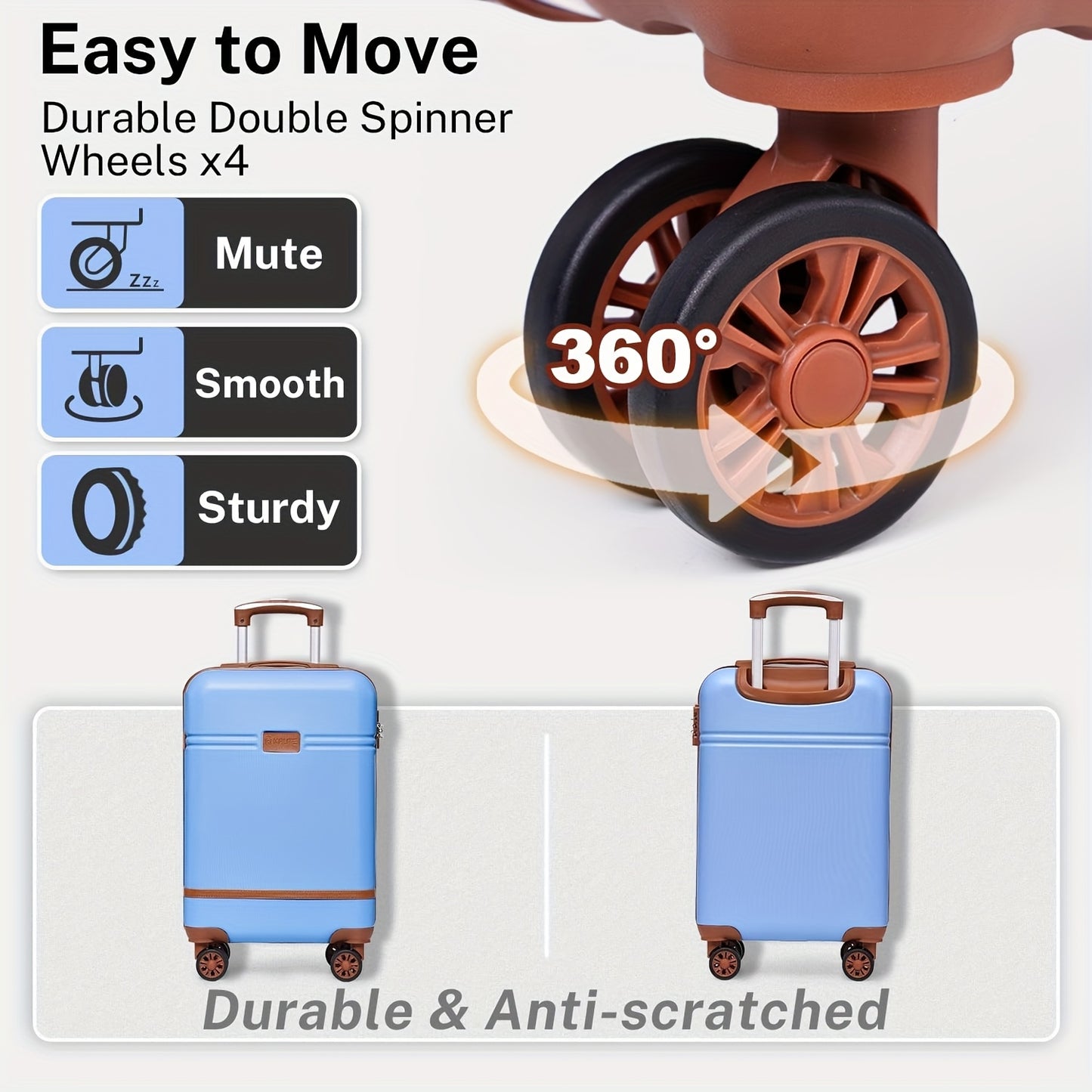 Set Valigie YSTYLE 5 Pezzi - Trolley ABS+PC con Ruote Silenziose e Lucchetto TSA