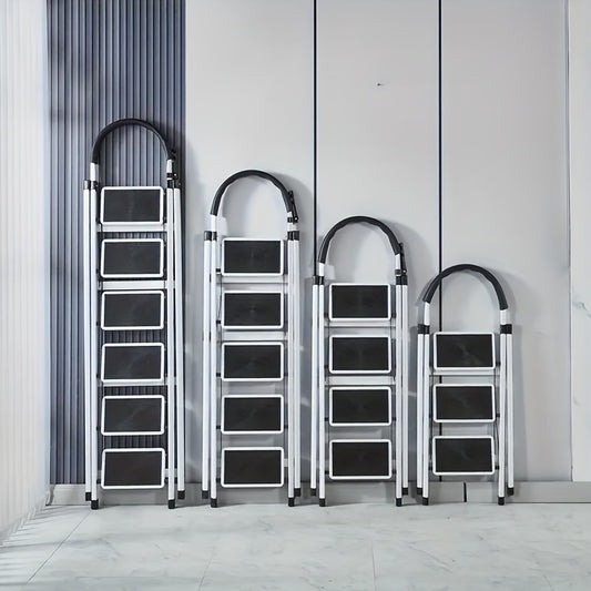 Scala Pieghevole 3-6 Gradini in Metallo | Antiscivolo, Robusta e Portatile per Casa e Officina