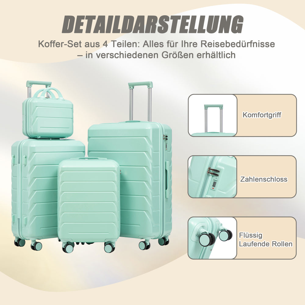 Set Valigie FAUMRTA 4 Pezzi - Trolley ABS Impermeabile con Beauty Case