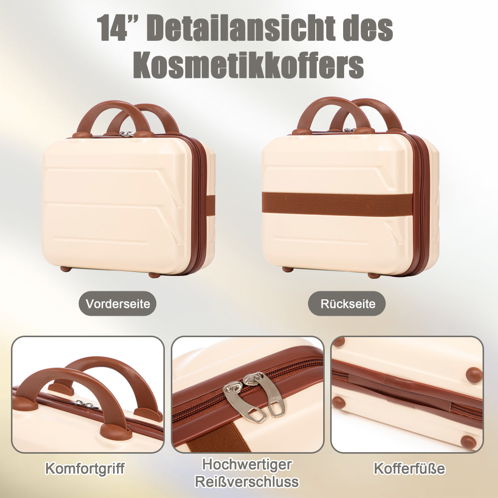 Set Valigie FAUMRTA 4 Pezzi - Trolley ABS Impermeabile con Beauty Case