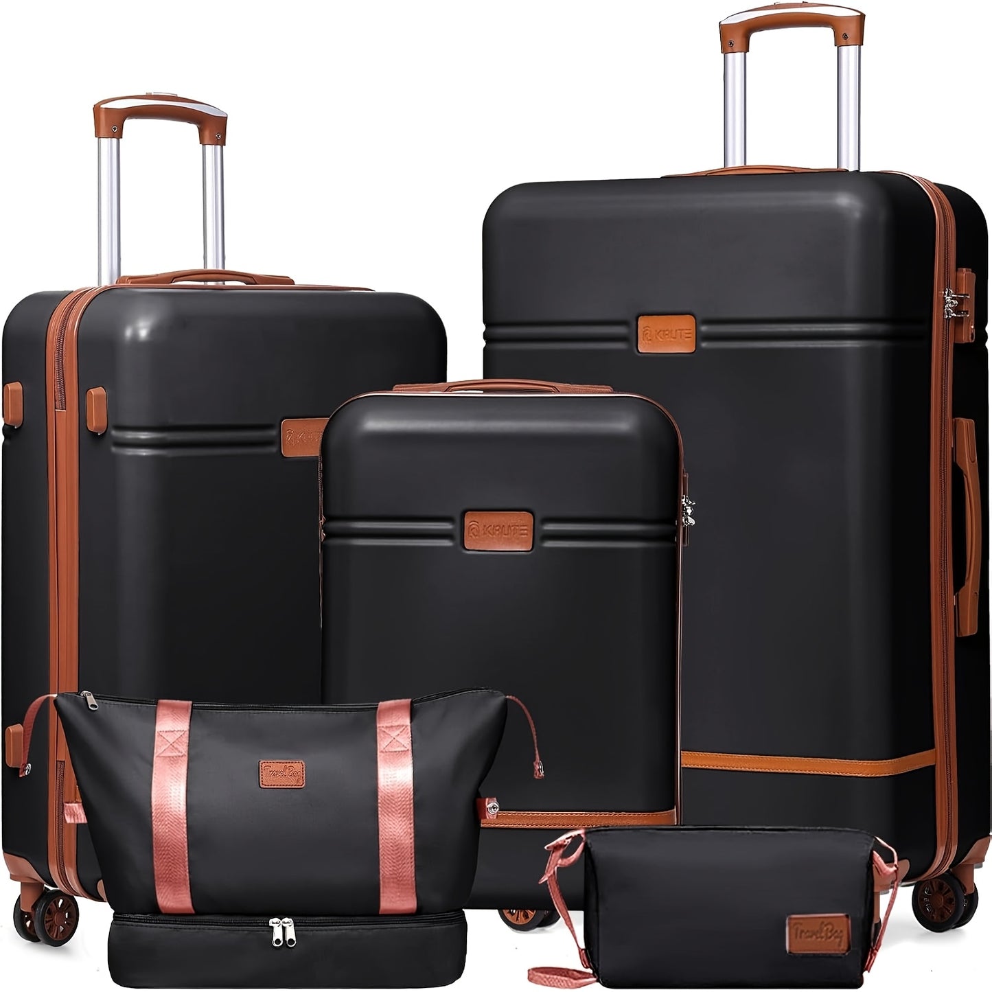 Set Valigie YSTYLE 5 Pezzi - Trolley ABS+PC con Ruote Silenziose e Lucchetto TSA