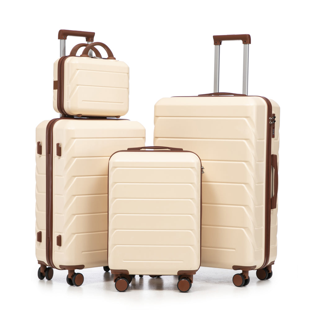 Set Valigie FAUMRTA 4 Pezzi - Trolley ABS Impermeabile con Beauty Case