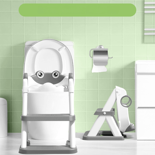 Riduttore WC per Bambini con Scaletta - Regolabile e Pieghevole con Gradini Antiscivolo