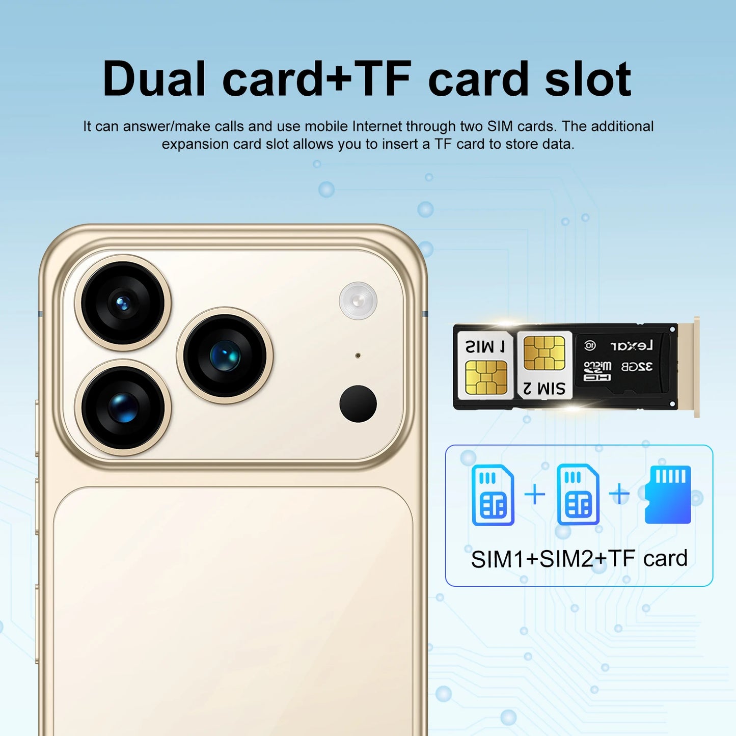 HOT Brand New For i17 Pro Max Smartphone 5G 7.0HD 22G 2TB Dual Card Dual Android 15 Cell Phone Unlocked Mobile Phones 8000mAh