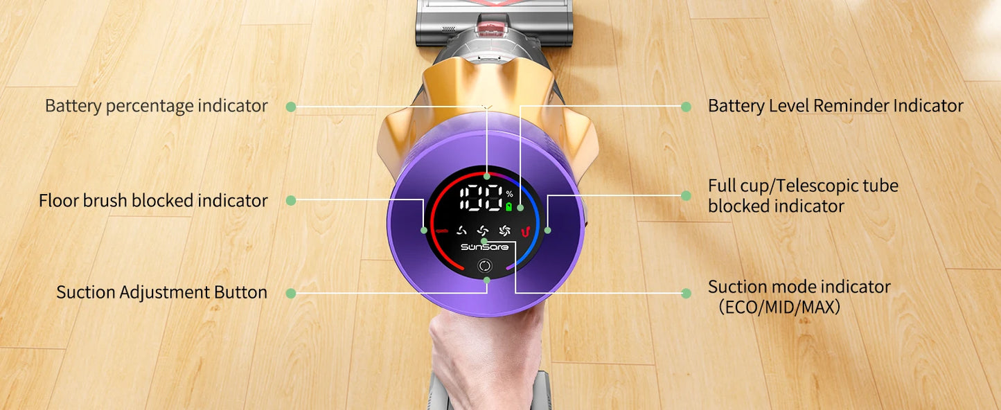 550W 45kPA Cordless Handheld Vacuum Cleaner Touch Screen Smart Dust Sensor Auto Speed Control for Pet Hair Home Carpet Clean