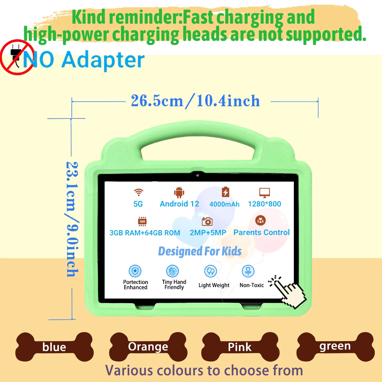 10.1 Inch Kid Tablet Android 3GB RAM 64GB ROM 4G WiFi 4000MAH Battery Dual Camera Children's Gift Kids Software Toys Tablets