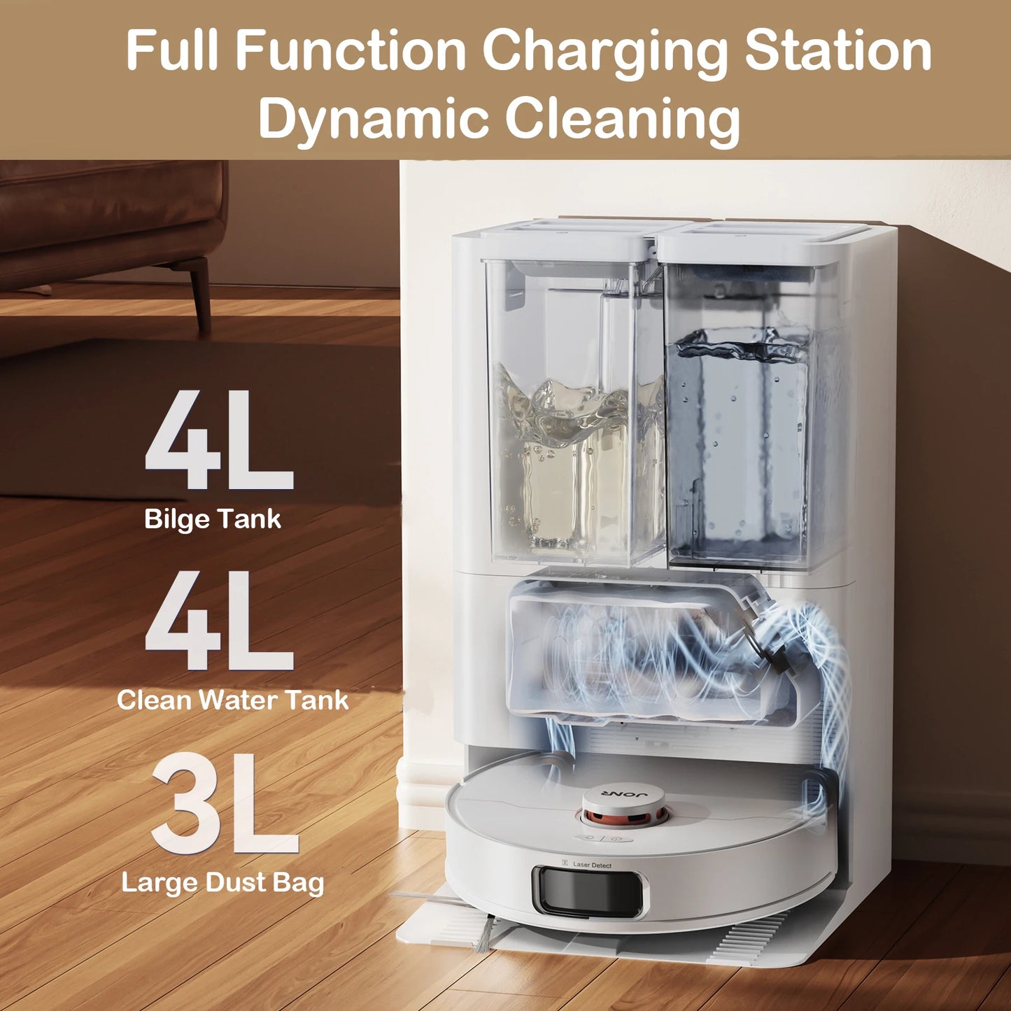 Robot Aspirapolvere JONR P20 Pro - Lavaggio e Aspirazione 8000Pa con Stazione Autopulente