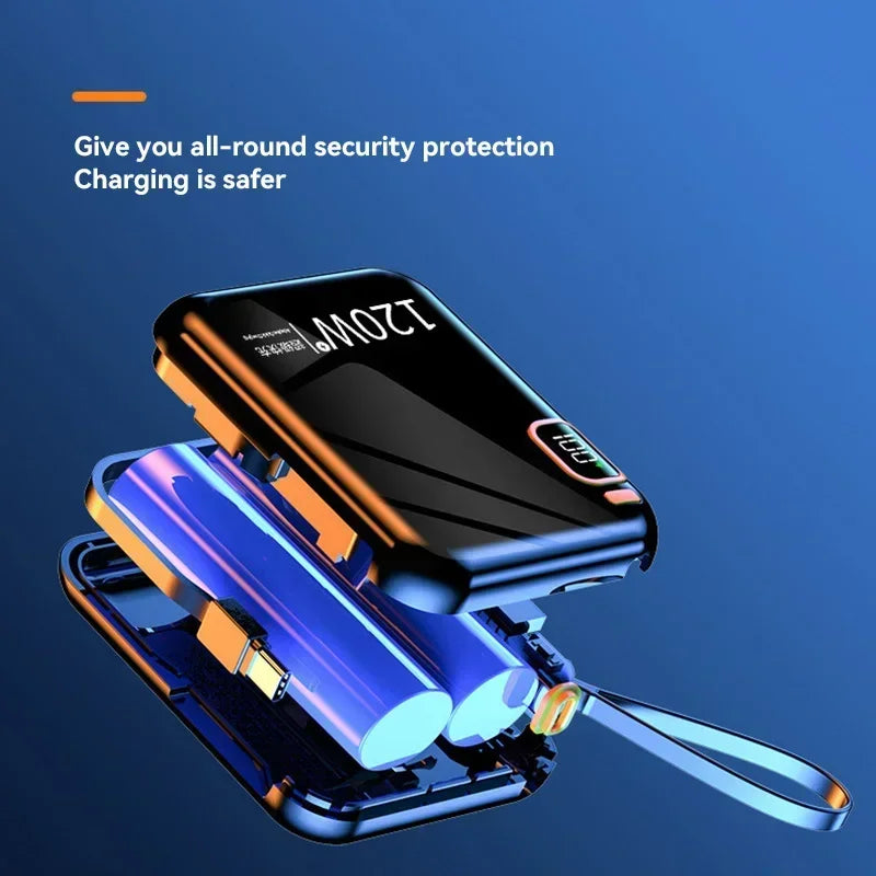 100000mAh 120W Portable Power Bank High Capacity Cable TwoWay Fast Charging Mini Power Bank for iPhone Samsung Xiaomi Huawei New