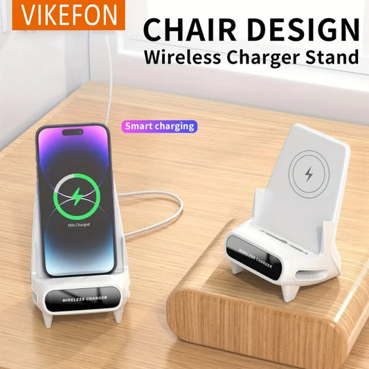 Caricabatterie wireless da tavolo con supporto per telefono altoparlante per iPhone 16-12 Pro Max Samsung S25 S24 Xiaomi stazione di ricarica intelligente