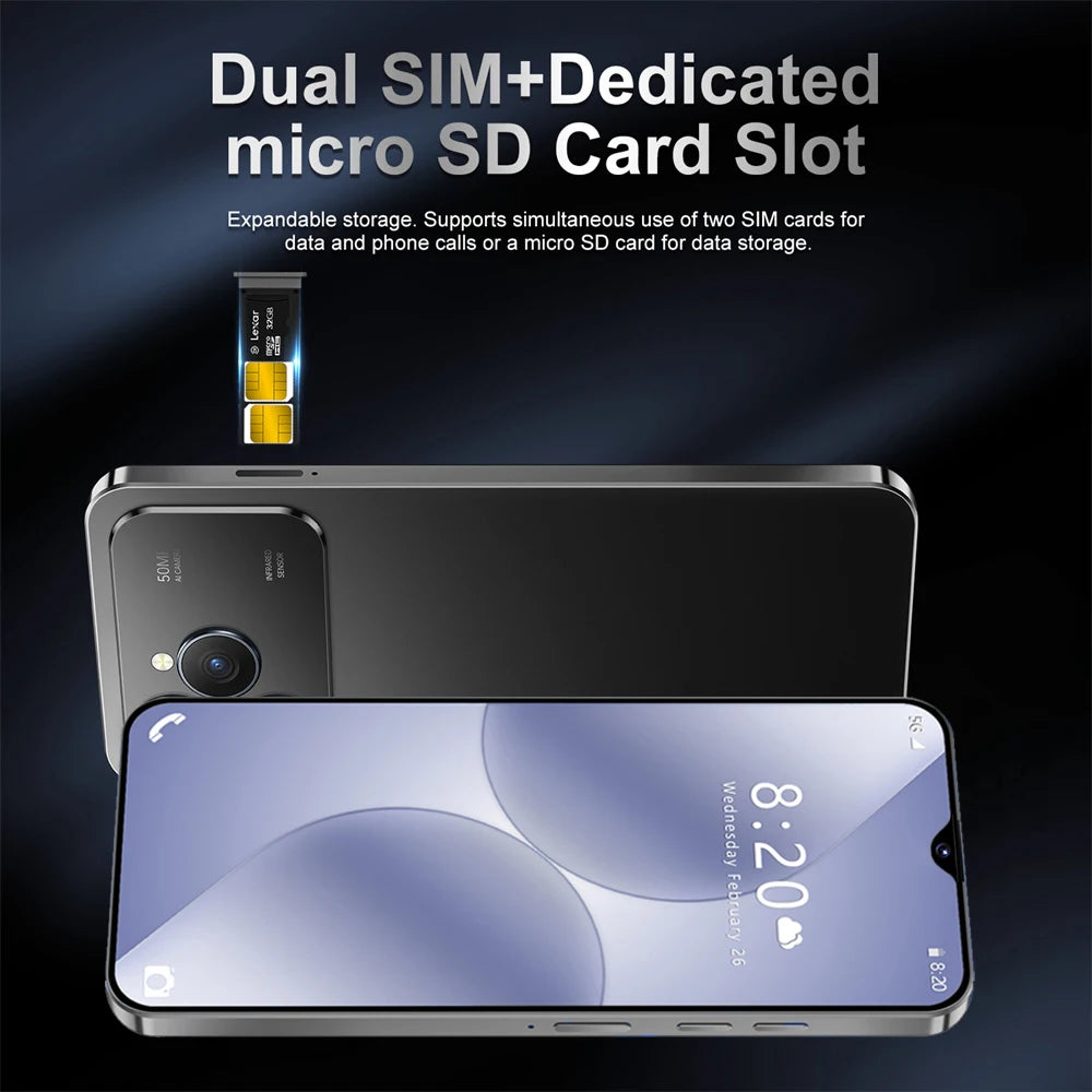 Hot New POTEZIONE For 17 Pro Max Smartphone 5G 7.3HD 22G +2TB Android Dual Card Dual 8000mAh Cell Phone Unlocked Mobile Phones Global