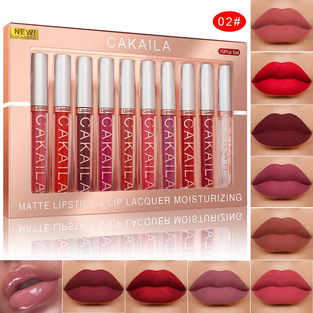 Nude Lip Gloss Rossetto 10 pz/set Nude Lip Gloss Rossetto Velluto Opaco Impermeabile Rossetto Liquido A Lunga Durata Donne Lip Umido Tinta