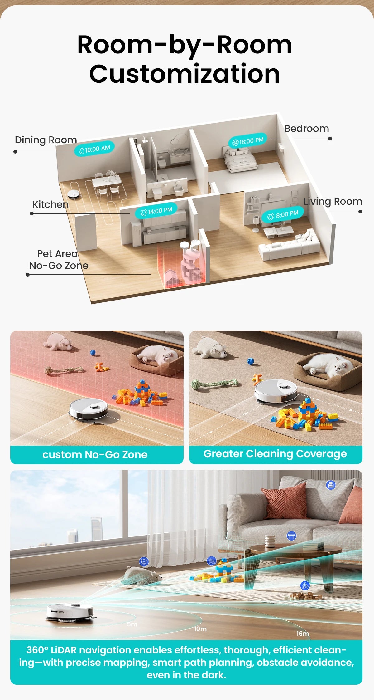 Aspirapolvere Robot LEFANT M3L con Base All-in-One - 12000Pa 220min Navigazione Laser