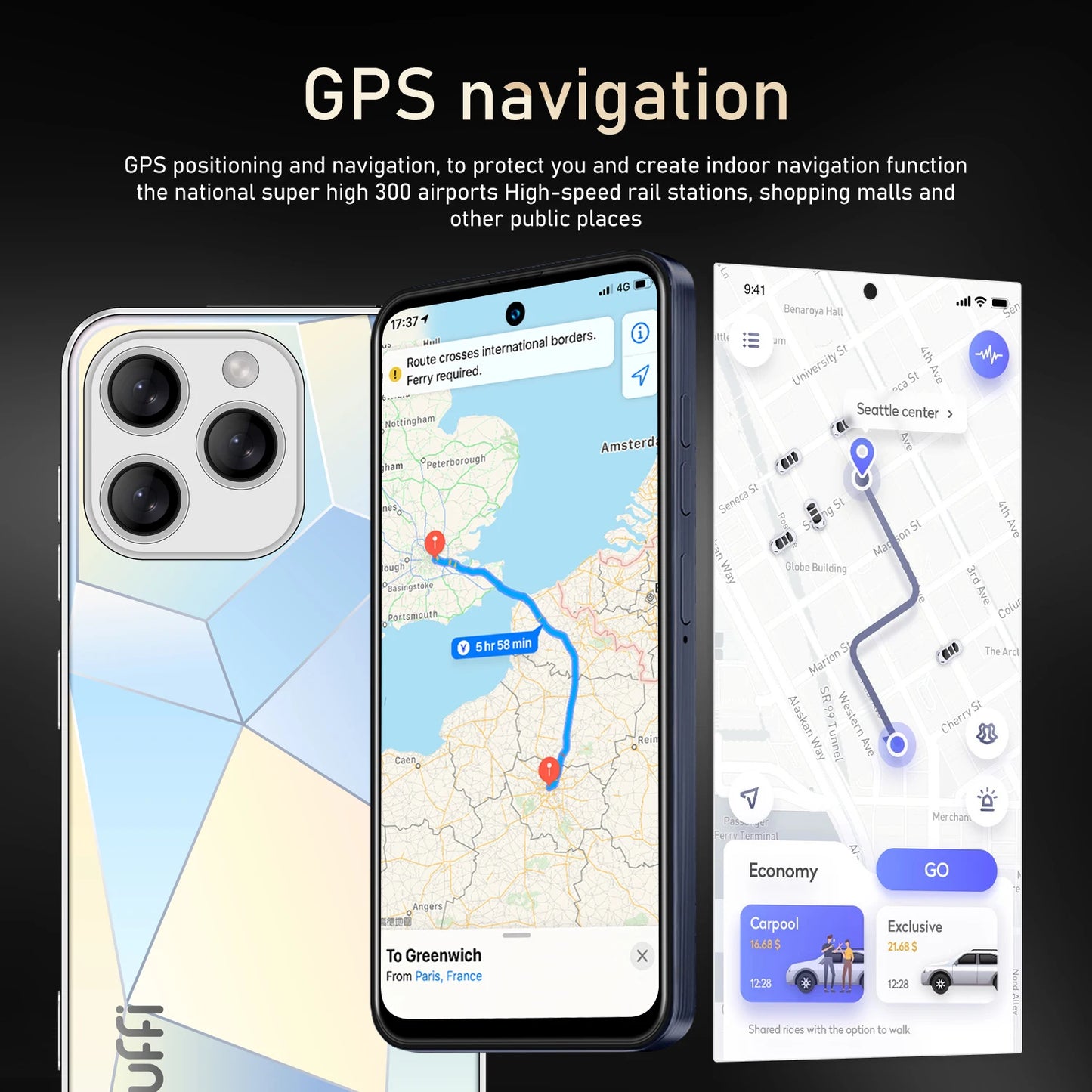 Global Vision I16 Pro Smartphone 5G Android 5300mAH 12GB RAM 512G ROM 6.56 pollici 1080x2640HD 24 + 48MP MTK10 4G Rete del telefono cellulare