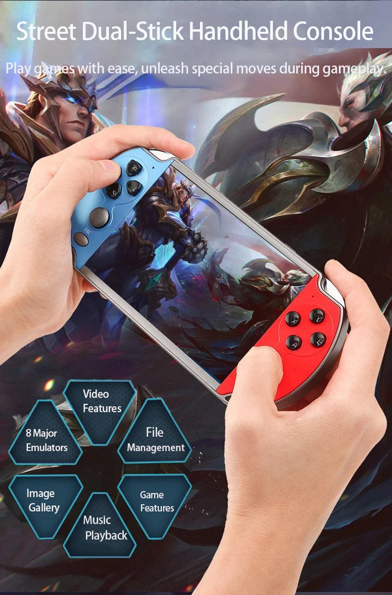 Console per videogiochi X7/X7Plus, portatile, retrò, oltre 10.000 giochi, controller doppio joystick con 4,3/5,1 pollici
