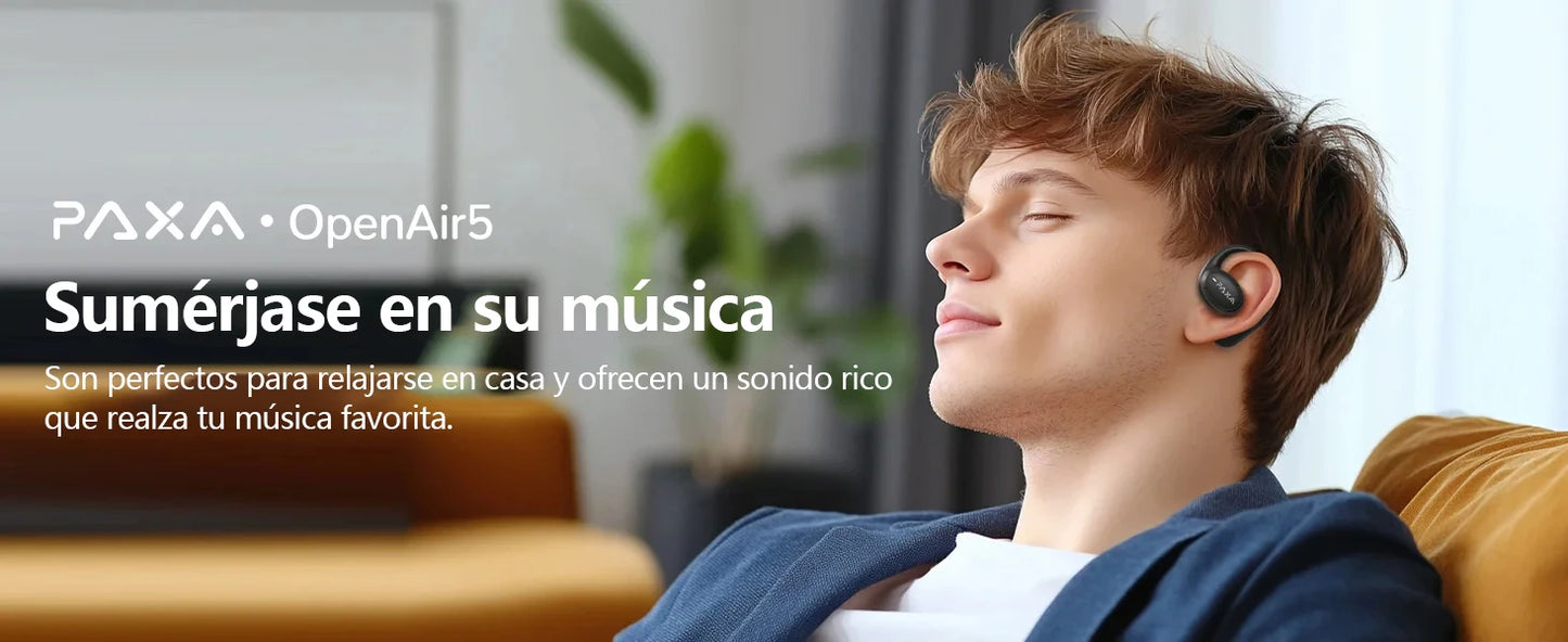 PAXA Openair5 AI Inteligente Inalámbrico Bluetooth 5.4 Headphones Alto Sonido Music Gaming Earphones HD Call AI Translation