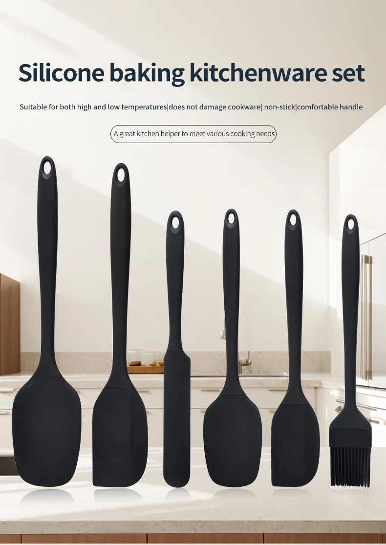 Set Utensili da Cucina in Silicone 6 Pezzi - Kit Completo con Spatole, Raschietti e Pennello per Pasticceria