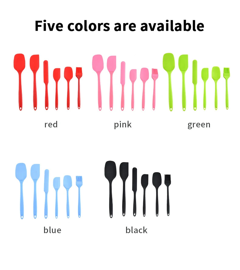Set Utensili da Cucina in Silicone 6 Pezzi - Kit Completo con Spatole, Raschietti e Pennello per Pasticceria