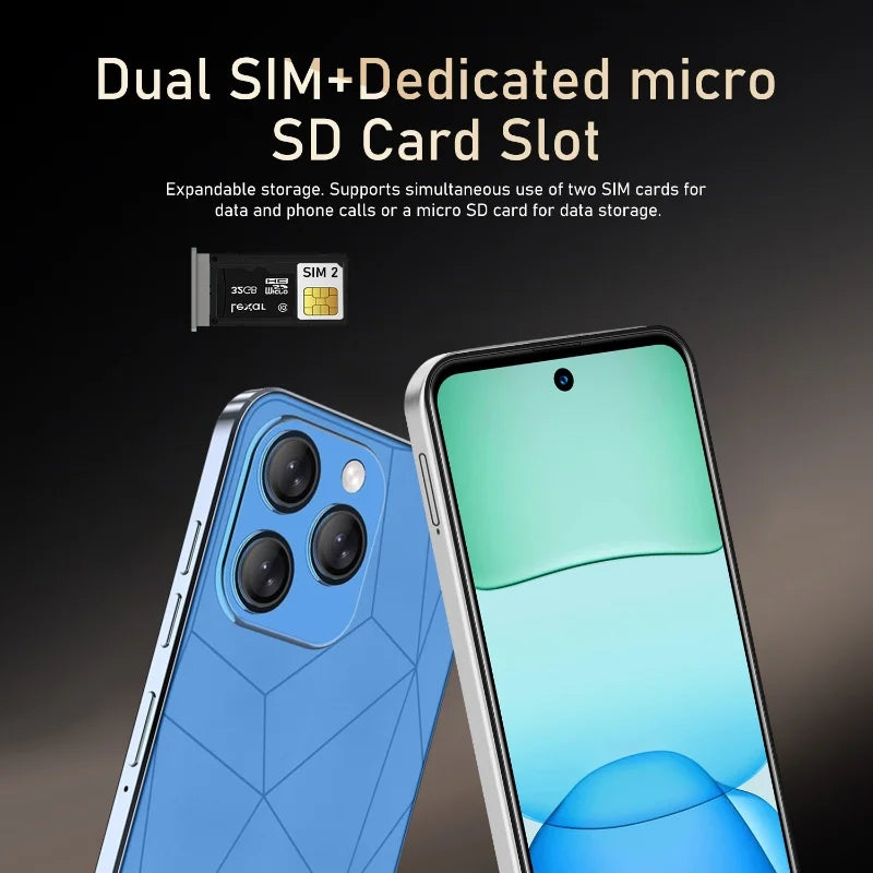 Global Vision I16 Pro Smartphone 5G Android 5300mAH 12GB RAM 512G ROM 6.56 pollici 1080x2640HD 24 + 48MP MTK10 4G Rete del telefono cellulare