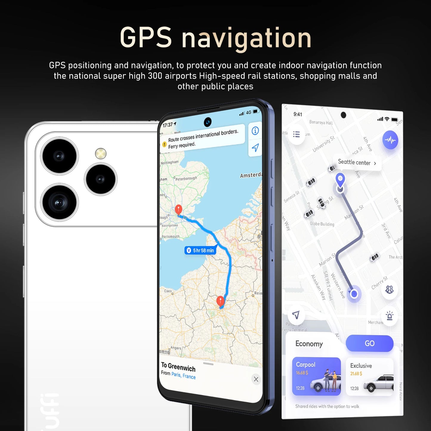 Global Vision 17 Pro Max Smartphone Android 8 GB RAM 256 GB ROM Telefono da 6,56 pollici 720x1612HD 24 + 48 MP Telefoni cellulari di rete 4G
