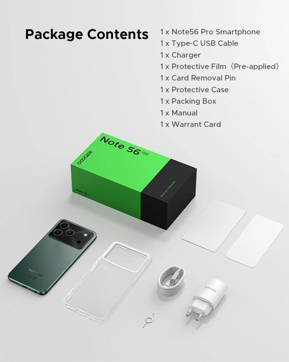 DOOGEE Note56 Pro Smartphone 32GB + 128GB Android 16 6150mAh Batteria 6.56 ''90Hz Schermo 13MP + 8MP Widevine L1 NFC Telefono cellulare