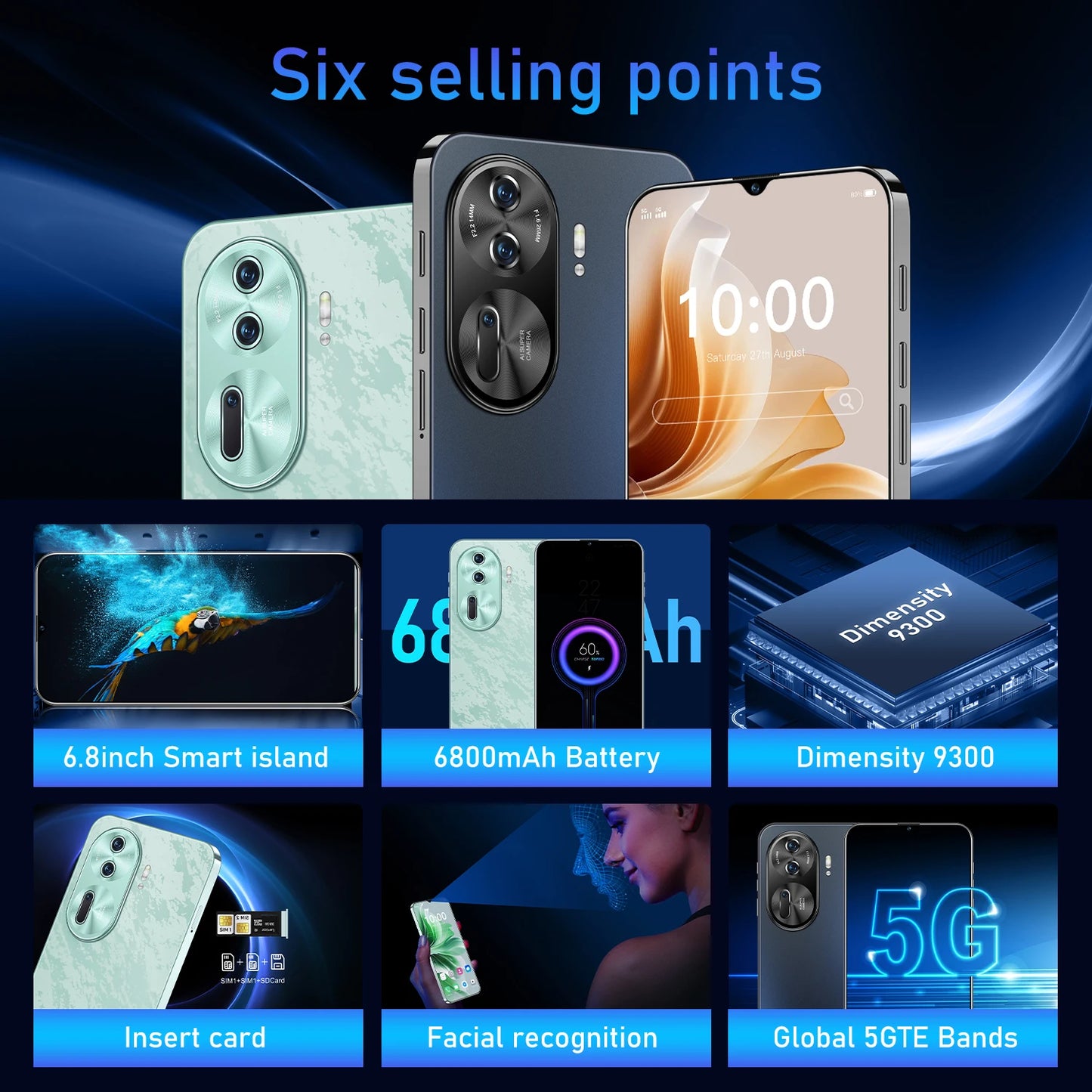 HOT Reno11 Pro Original NEW 6.8HD Global Edition 2025 Android 14 Smart Dual Card 6800mAh Battery Facial Recognition Function