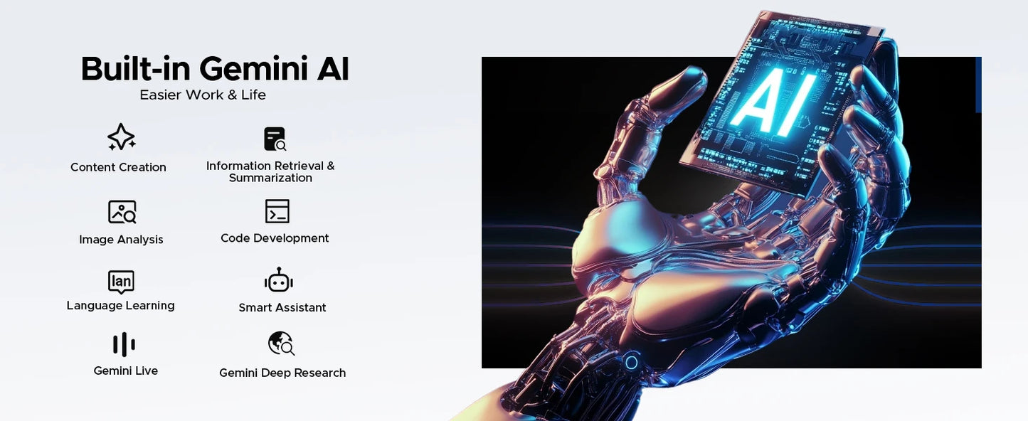 Tablet Android 16 2-in-1 da 13 Pollici - 32GB RAM, 256GB ROM, Gemini AI, Widevine L1