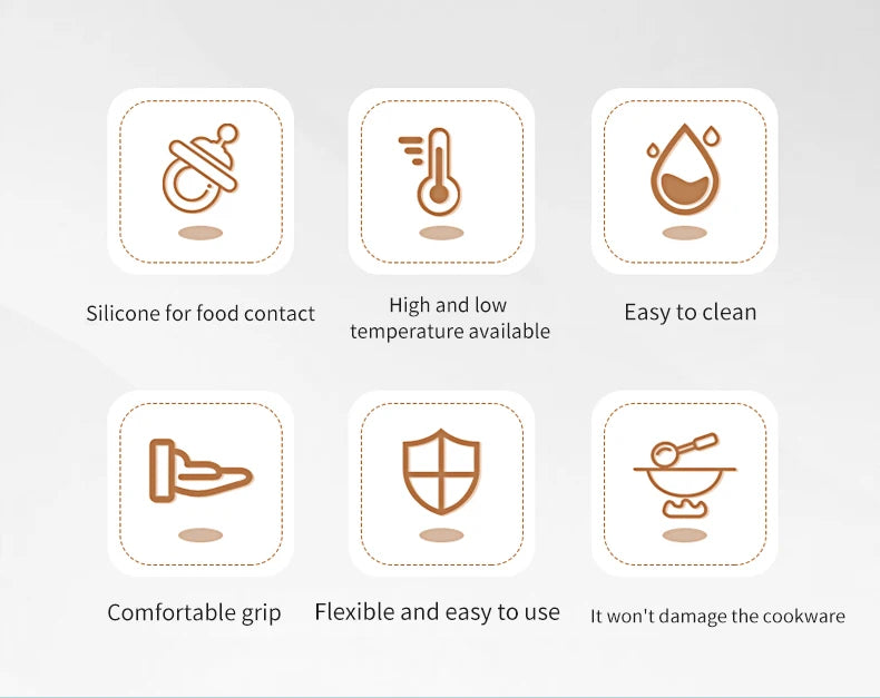 Set Utensili da Cucina in Silicone 6 Pezzi - Kit Completo con Spatole, Raschietti e Pennello per Pasticceria