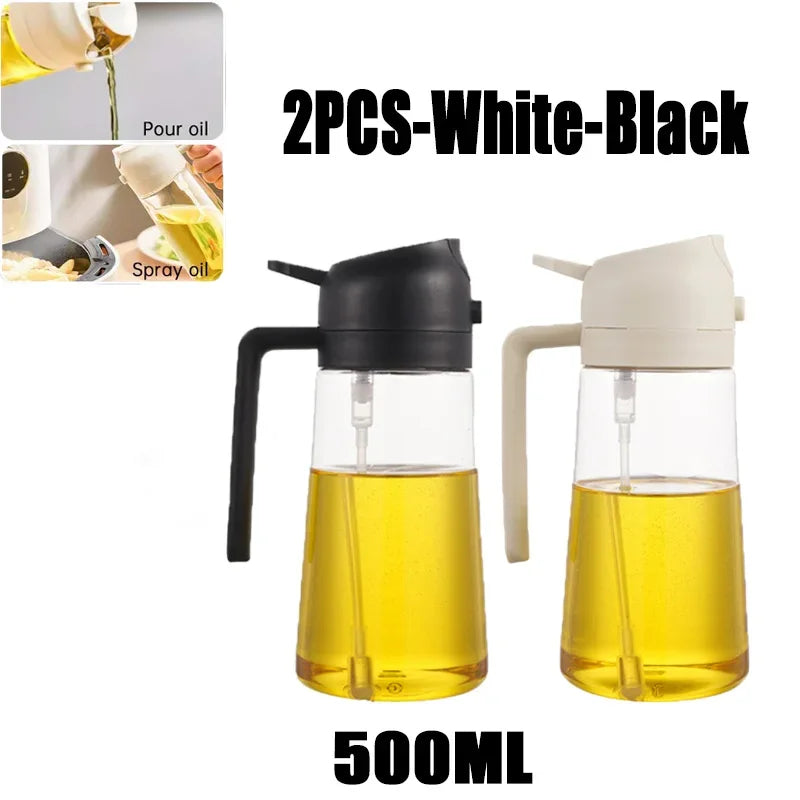 Multifunctional 2 in 1 Glass Oil Dispenser, 1 Count Oil Sprayer with Handle, Oil Dispenser for Cooking, Baking, Frying, Kitchen Utensils & Gadgets