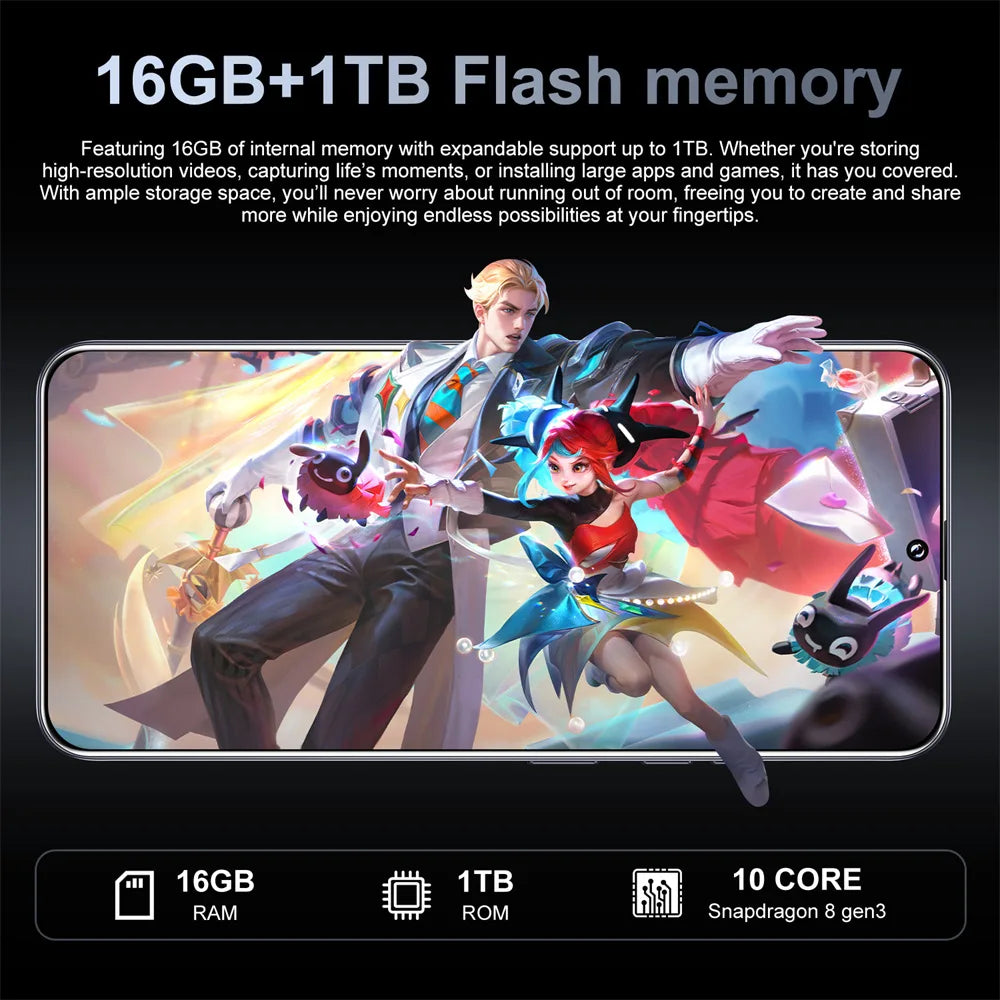 Brand New 14T Pro Smartphone 5G 7.3HD Dual SIM Card 22G+2TB Cell Phone 8000mAh Android Global Version Mobile Phones Cellphones