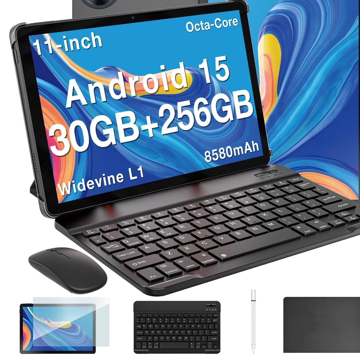 Tablet Android 15 da 11 Pollici - Display 90Hz, 30GB RAM, 256GB ROM, Batteria Potente