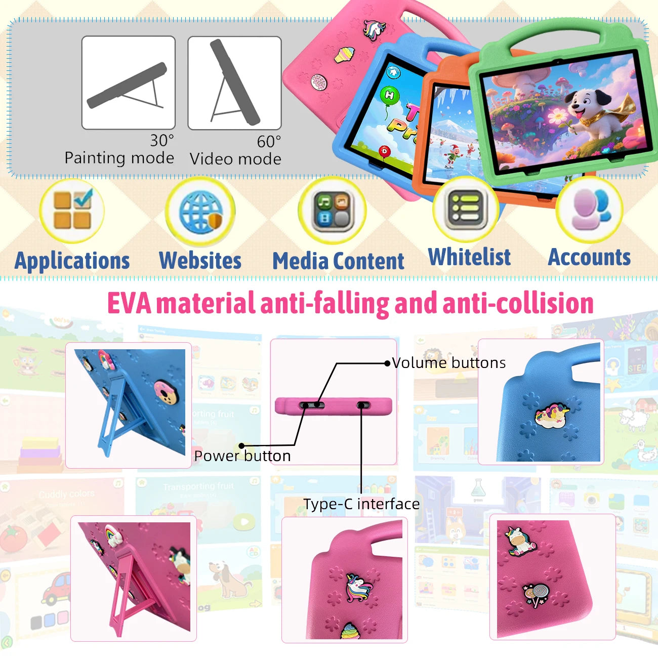 10.1 Inch Kid Tablet Android 3GB RAM 64GB ROM 4G WiFi 4000MAH Battery Dual Camera Children's Gift Kids Software Toys Tablets