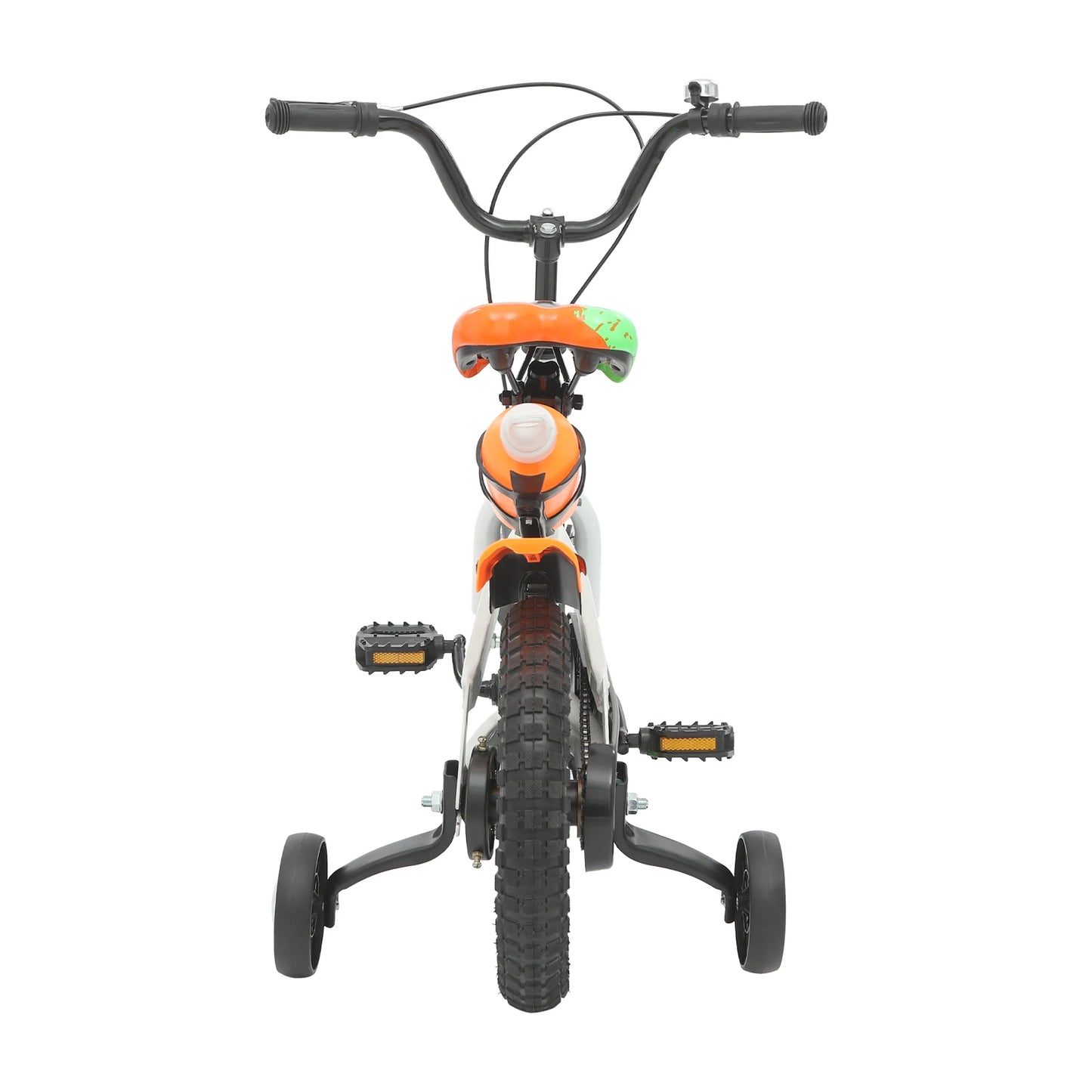 12 Inch Kids Bike Adjustable Beginner Children's Bicycle Load 50kg w/Training Wheels + Water Bottle for 2-5 Year Old, Blue/White