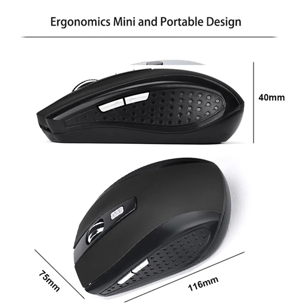 Mouse wireless 2.4G Mouse da gioco 2.4Ghz Mouse wireless ottico 6D Mini mouse silenzioso sottile DPI1600 per MacBook PC portatile