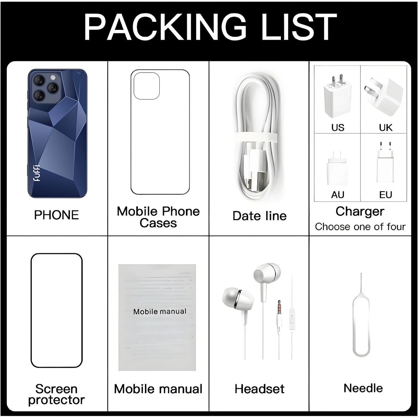 Global Vision I16 Pro Smartphone 5G Android 5300mAH 12GB RAM 512G ROM 6.56 pollici 1080x2640HD 24 + 48MP MTK10 4G Rete del telefono cellulare