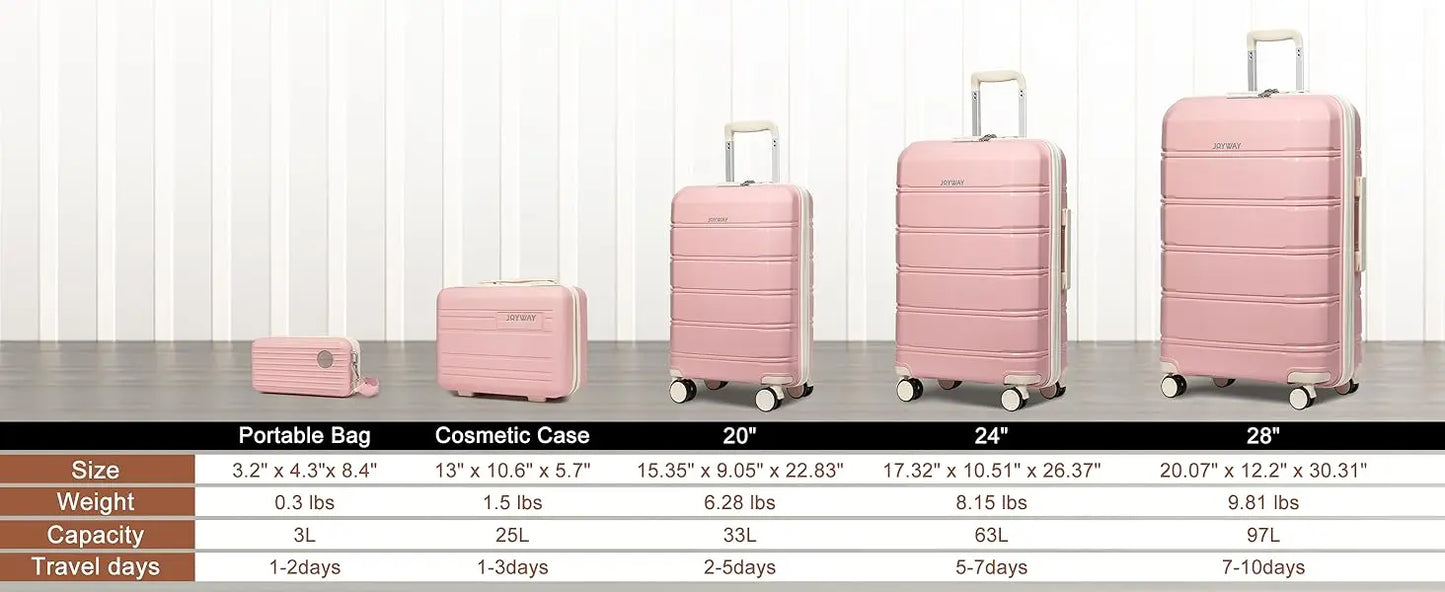 Joyway Set di valigie da viaggio, elegante set di valigie da viaggio a quadri, robusto e durevole, resistente ai graffi, lucchetto TSA, ruote girevoli