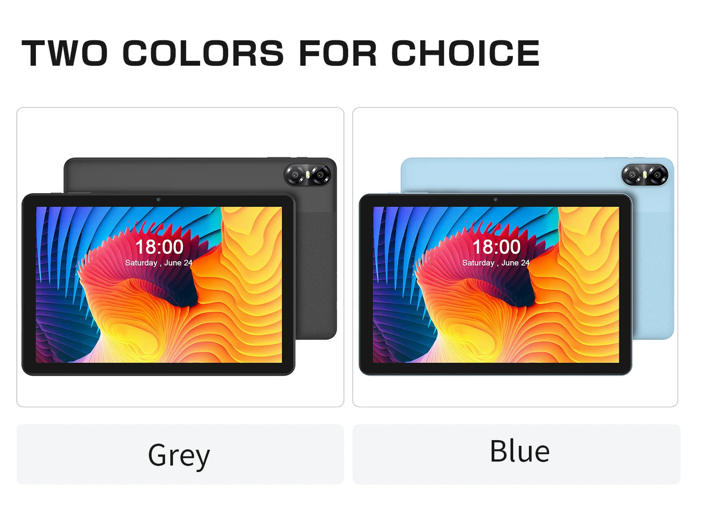 10.1" Android Tablet with Octa-core Processor 8GB(4+4GB Virtual) RAM 64GB ROM HD IPS Touchscreen, Wi-Fi 6, BT 5.0, Dual Camera