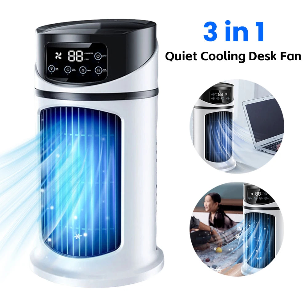3 in 1 Quiet Cooling Desk Fan 6 Speeds Options Personal Quiet Table Fan Circulation Wind Air Cooler for Bedroom Office